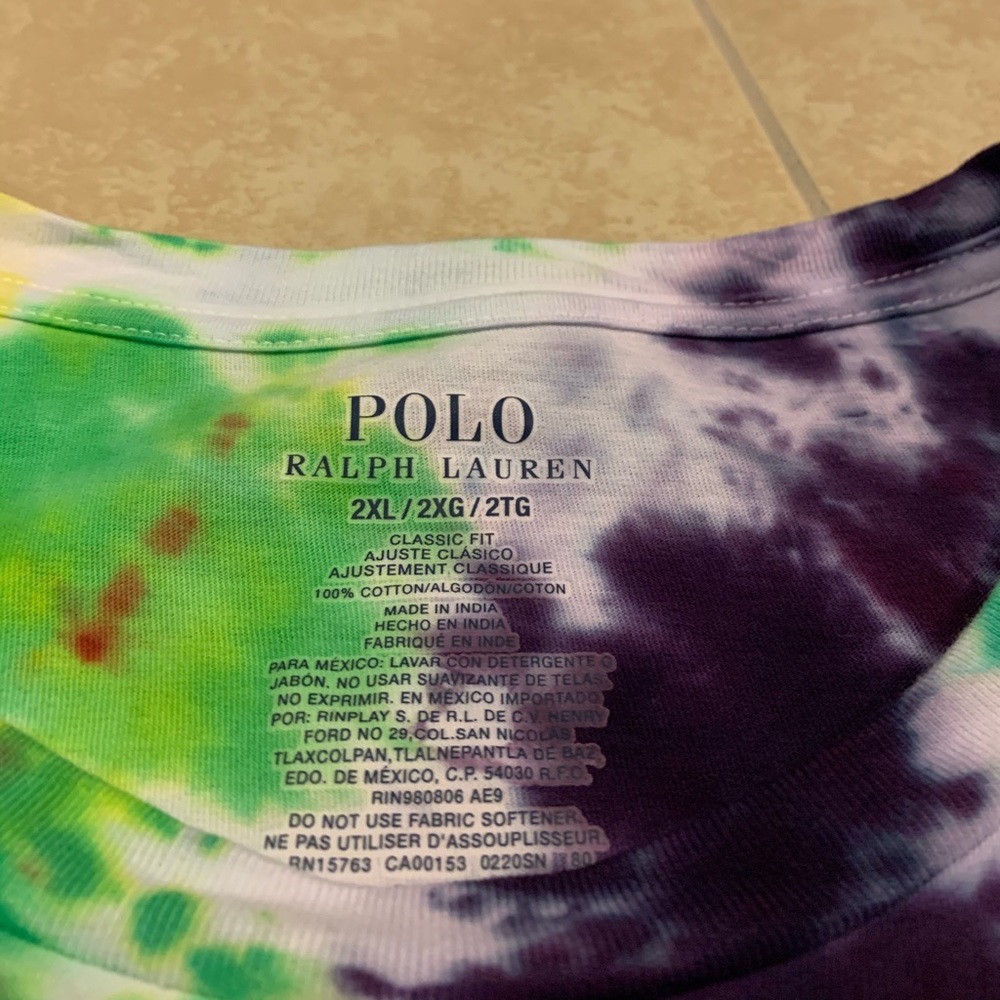 Custom made “Mardi Gras” polo tie dye shirt - Picture 4 of 4